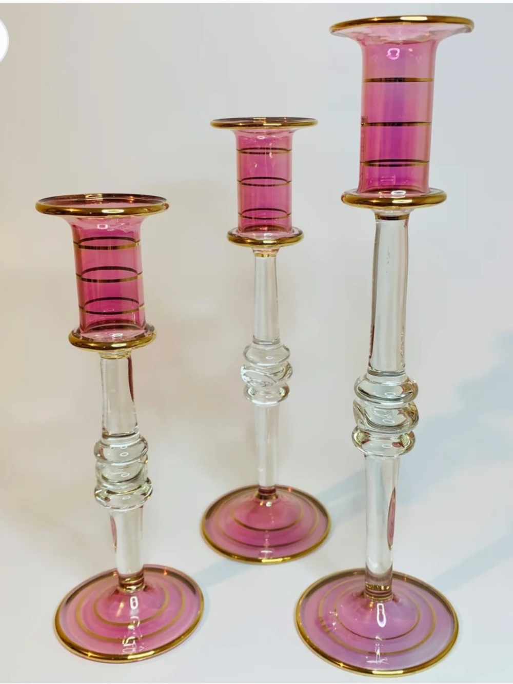 Set of Two Dandarah Blown Glass Candle Holders